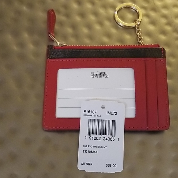 BNWT Coach Brown True Red Skinny Credit Card Wallet - Picture 3 of 3